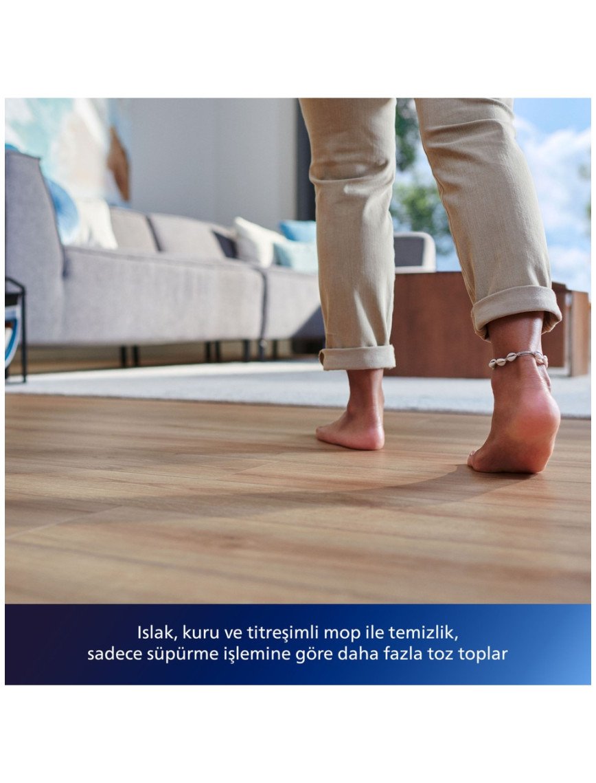 Philips XU7000/02 7000 Serisi HomeRun Aqua Islak Kuru Robot Süpürge, Sarj İstasyonlu, İpek Beyaz ve Altın Sarısı,